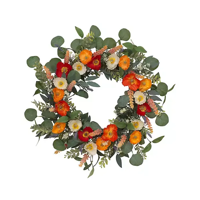 Online Kirklands Home Orange Mixed Spring Floral Wreath Multi