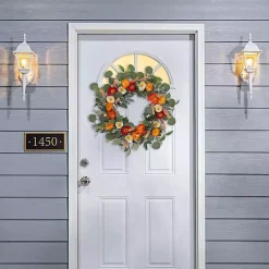 Online Kirklands Home Orange Mixed Spring Floral Wreath Multi