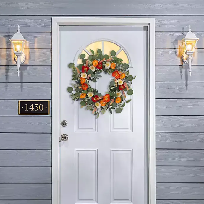 Online Kirklands Home Orange Mixed Spring Floral Wreath Multi