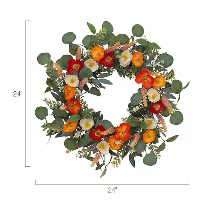 Online Kirklands Home Orange Mixed Spring Floral Wreath Multi