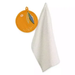 Outlet Kirklands Home Orange 2-pc. Kitchen Towel and Pot Holder Set