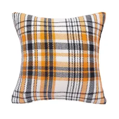 New Kirklands Home Orange Plaid Halloween Throw Pillow