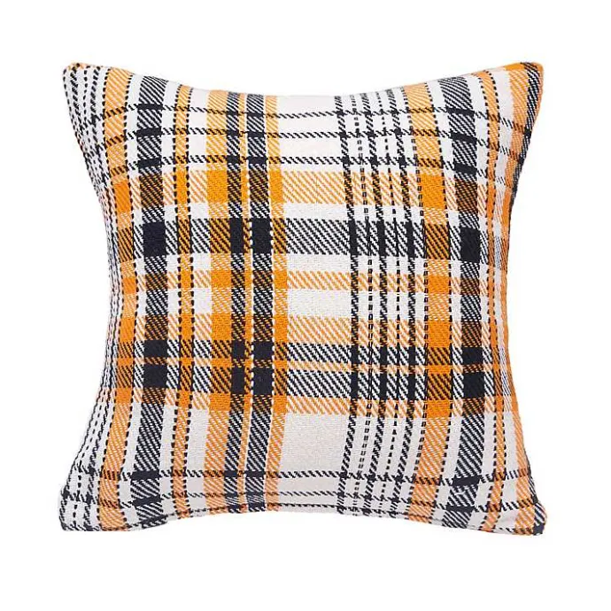 New Kirklands Home Orange Plaid Halloween Throw Pillow