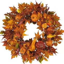 Clearance Kirklands Home Orange Pumpkin Gourd and Berry Wreath