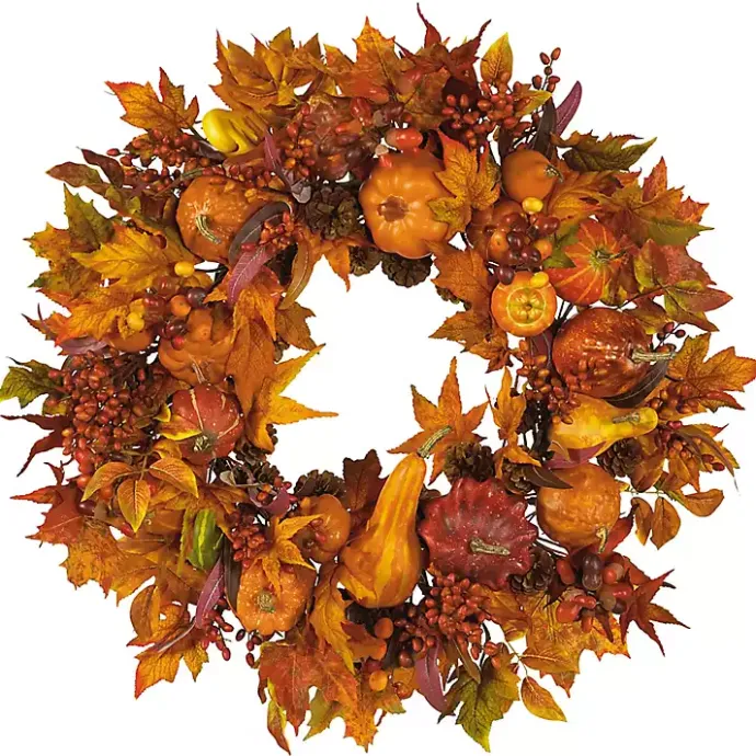 Clearance Kirklands Home Orange Pumpkin Gourd and Berry Wreath