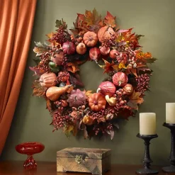 Clearance Kirklands Home Orange Pumpkin Gourd and Berry Wreath