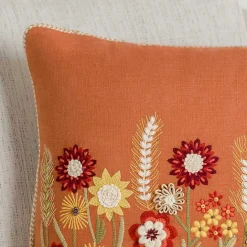Best Kirklands Home Rust Embroidered Floral Throw Pillow Orange