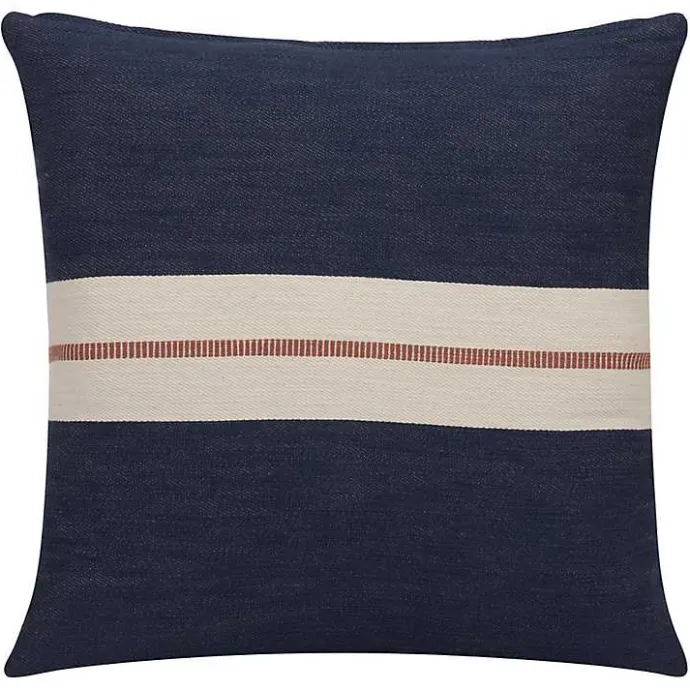 Hot Kirklands Home Orange Single Stripe Navy Pillow
