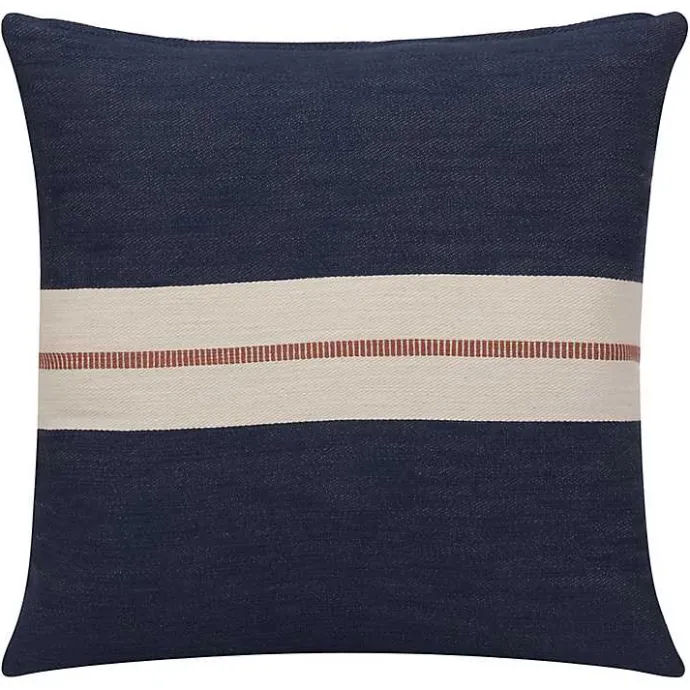 Hot Kirklands Home Orange Single Stripe Navy Pillow