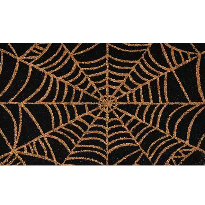 Hot Kirklands Home Orange Spiderweb Halloween Doormat
