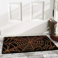 Hot Kirklands Home Orange Spiderweb Halloween Doormat