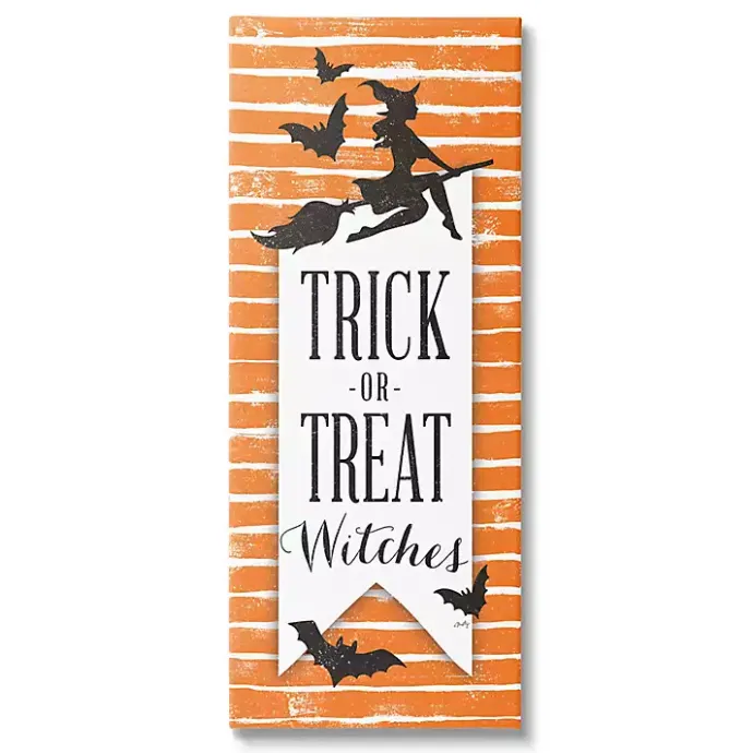 Outlet Kirklands Home Orange Stripe Trick or Treat Wall Plaque