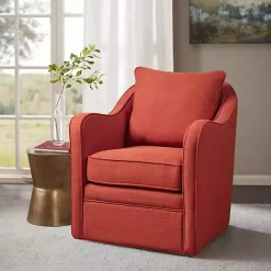 Clearance Kirklands Home Swivel Upholstered Wide Seat Accent Chair Orange