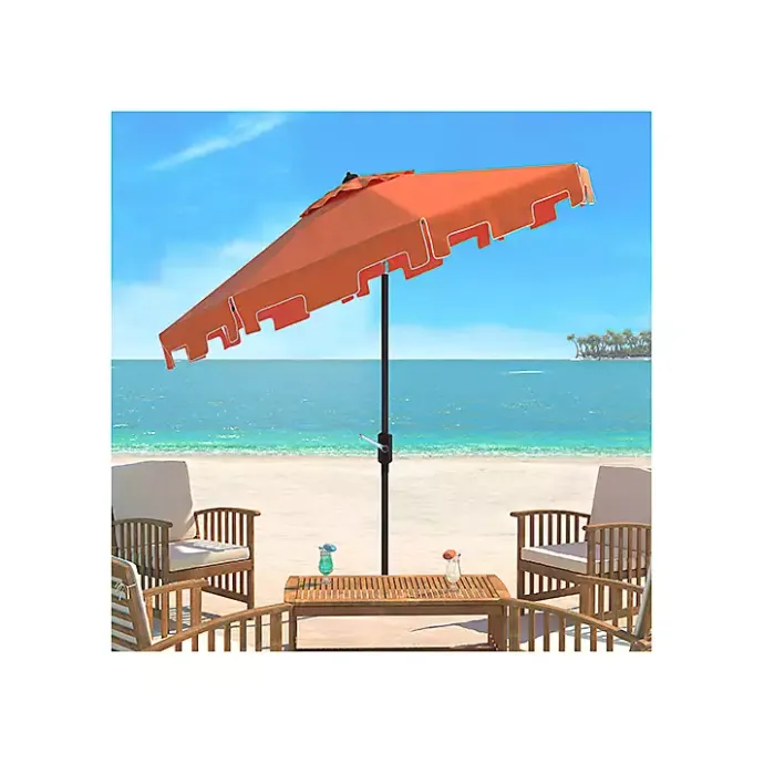 New Kirklands Home Tilt Crank 9 ft. Outdoor Metal Umbrella Orange