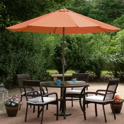 New Kirklands Home Orange Tilt Hand Crank Outdoor Umbrella