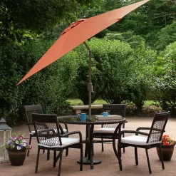 New Kirklands Home Orange Tilt Hand Crank Outdoor Umbrella