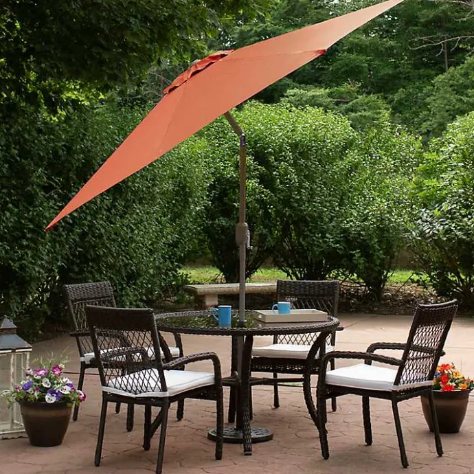 New Kirklands Home Orange Tilt Hand Crank Outdoor Umbrella