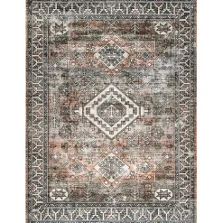 Sale Kirklands Home Orange Tribal Washable Area Rug, 6x9