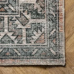 Sale Kirklands Home Orange Tribal Washable Area Rug, 6x9