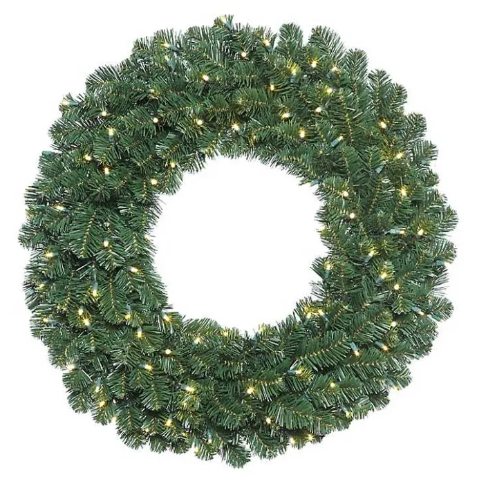 Clearance Kirklands Home Oregon Fir Warm White Wide Bulb Wreath Green
