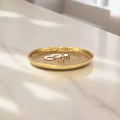 Hot Kirklands Home Organic Round Cast Iron Dish Gold