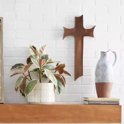 Kirklands Home Organic Shape Cross Wall Plaque, 20 in. Brown
