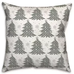 Kirklands Home Ornate Trees Christmas Pillow Green