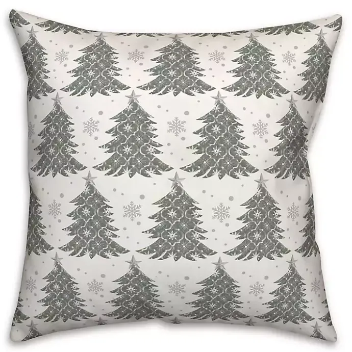Kirklands Home Ornate Trees Christmas Pillow Green