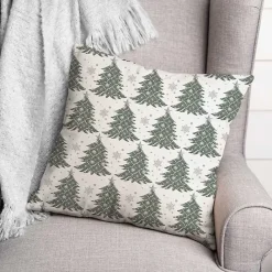 Kirklands Home Ornate Trees Christmas Pillow Green