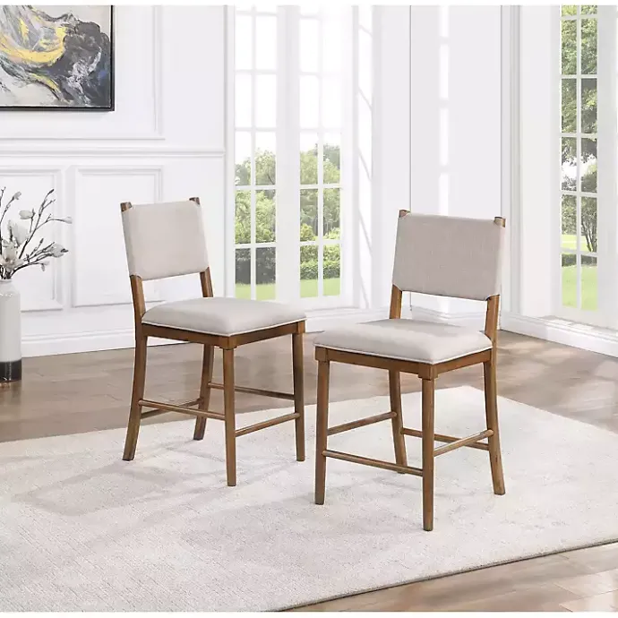 Clearance Kirklands Home Oslo Cream Upholstered Counter Stools, Set of 2 Ivory