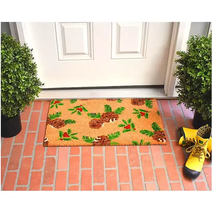 Best Kirklands Home Outdoor Holly and Pine Christmas Doormat