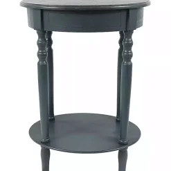 Kirklands Home Oval Antique Navy Accent Table Blue