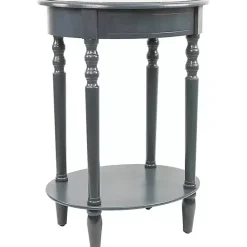 Kirklands Home Oval Antique Navy Accent Table Blue