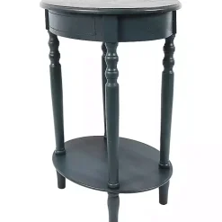 Kirklands Home Oval Antique Navy Accent Table Blue