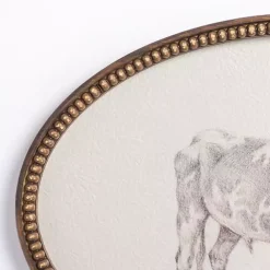 Best Kirklands Home Oval Cow Sketch Beaded Framed Art Print