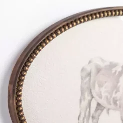 Best Kirklands Home Oval Cow Sketch Beaded Framed Art Print