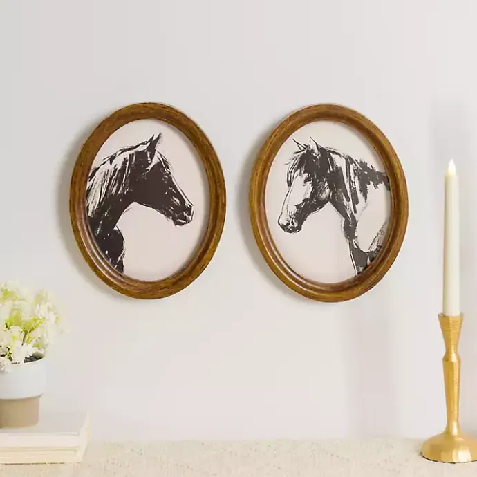 Best Kirklands Home Oval Horse Portrait Framed Art Prints, Set of 2