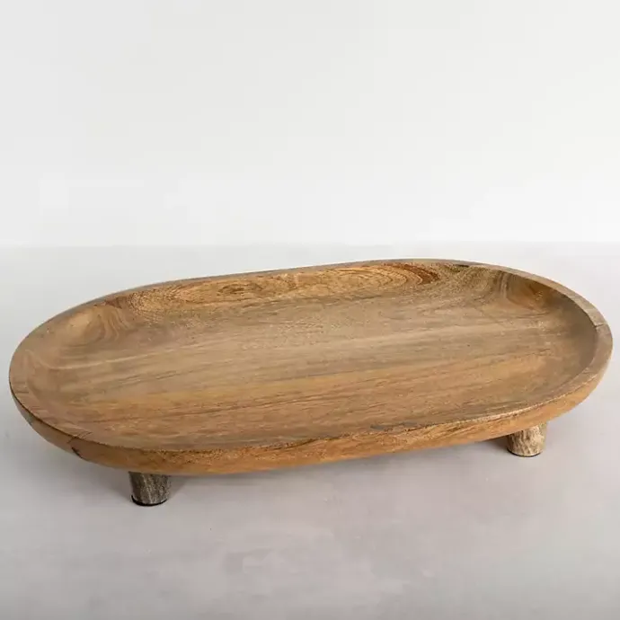 Kirklands Home Oval Mango Wood Footed Serving Platter Brown