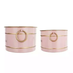 Hot Kirklands Home Oval Iron Merry Christmas Baskets, Set of 2 Pink