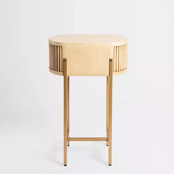 Online Kirklands Home Oval Ribbed Single Drawer Accent Table Tan