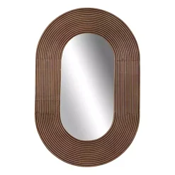 Outlet Kirklands Home Oval Walnut Ribbed Wood Wall Mirror
