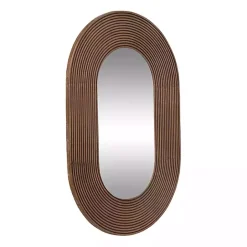 Outlet Kirklands Home Oval Walnut Ribbed Wood Wall Mirror