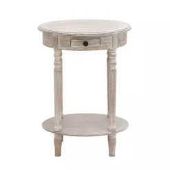 Best Kirklands Home Oval washed Pine Wood Side Table White