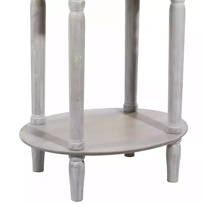 Best Kirklands Home Oval washed Pine Wood Side Table White