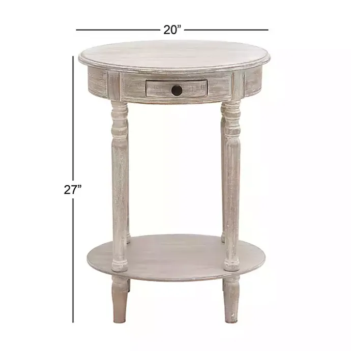 Best Kirklands Home Oval washed Pine Wood Side Table White