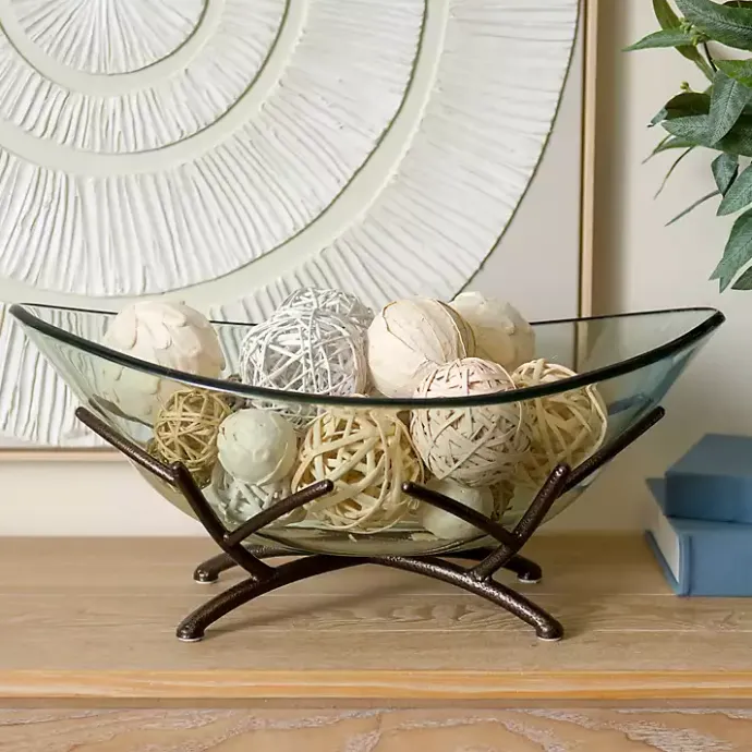 Kirklands Home Oversized Glass Bowl with Twig Base
