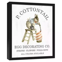 Sale Kirklands Home P Cottontail Egg Decorating Framed Canvas Print White