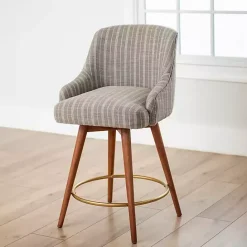 Discount Kirklands Home Paige Swivel Stripe Counter Stool Gray