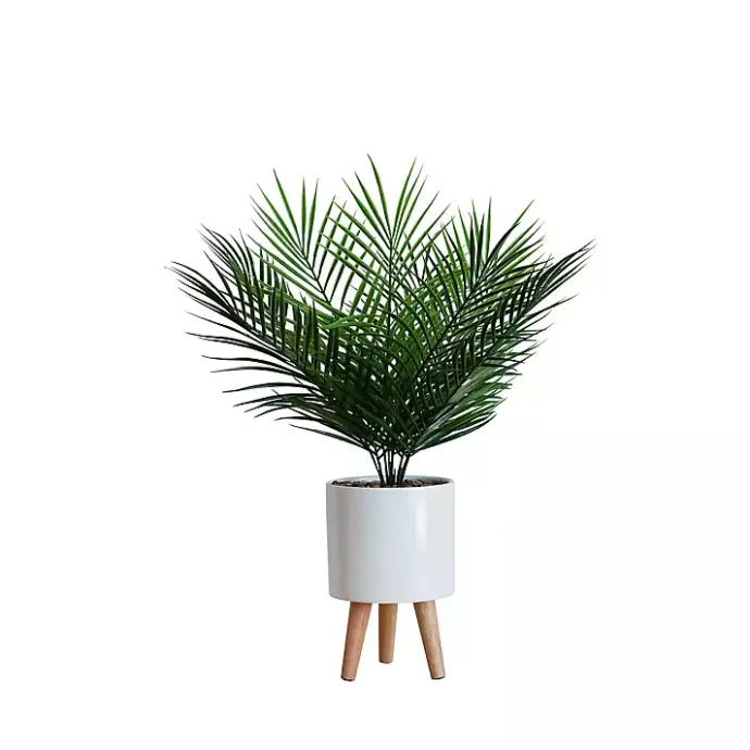 Outlet Kirklands Home Palm Arrangement in White Footed Pot