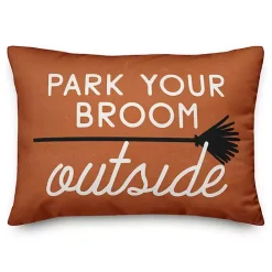 Clearance Kirklands Home Park Your Broom Outside Halloween Pillow Orange